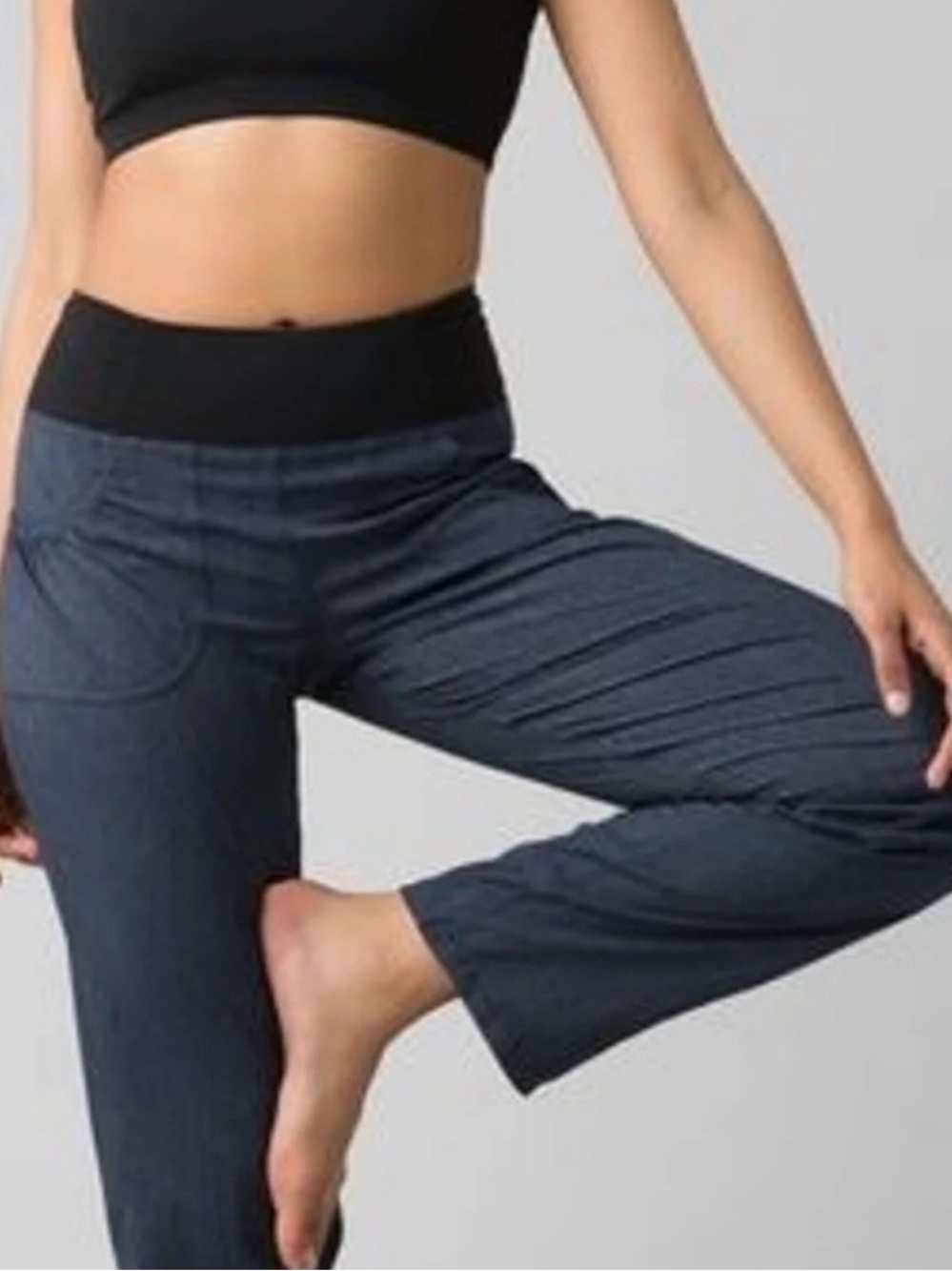 Prana Women's Athletic Mid-Rise Pants with Black Waistband - Size M